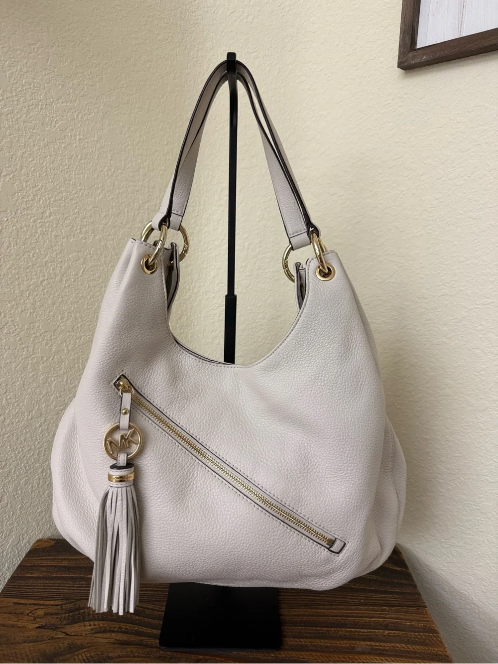 Michael Kors Charm Tassel Leather Hobo Bag